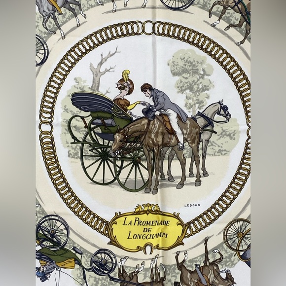 Hermes Vintage Silk Scarf Carre 90 “La Promenade De Longchamps” By P.Ledoux - Picture 9 of 14